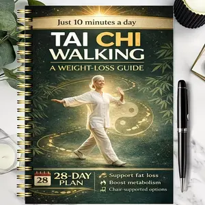 Tai Chi walking weight loss method: the elderly are suitable for 28-day sequential exercise plan, walking with chair assistance, suitable for joint-friendly low-intensity exercise, balance training plan sticker, Guided Journal, Whole Body Workout