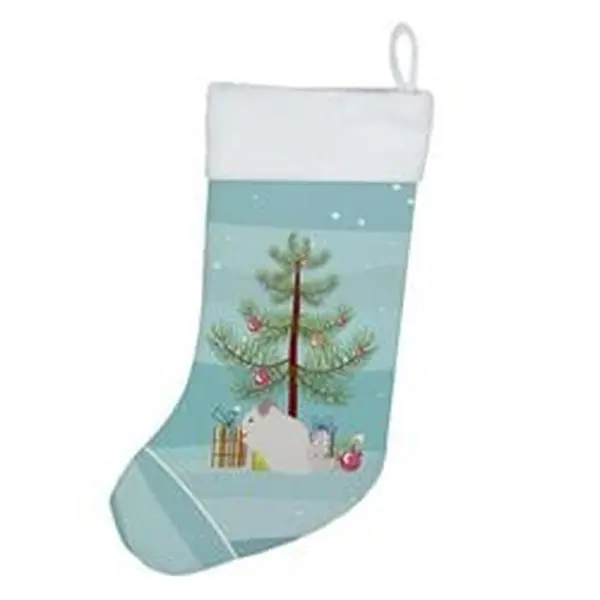 Unisex Pink & White Chinchilla Christmas Stocking (18x13.5 in) - Festive Home Decor, Holiday Gift