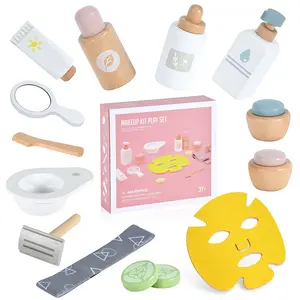 Wooden Makeup Toy Set,Pretend Beauty Salon Toy Skin Care Learning Toys for Play Beauty Makeup Toddler,for 3-6 Year Old Girls Daycare Toys Or Christmas Birthday Gift-Facial Cleanser, Mirror, FaceMask