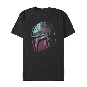 Star Wars Men's The Mandalorian Helmet Reflection Graphic T-Shirt