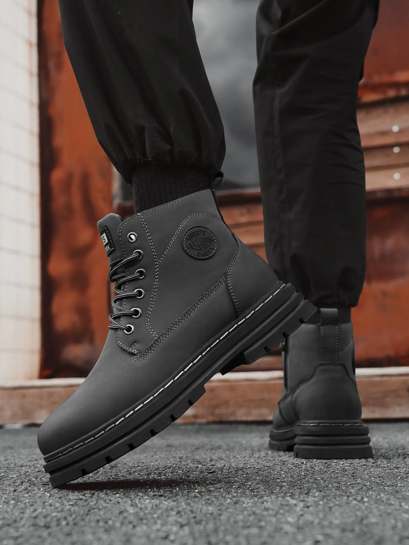 Men's Boots For Men Vegan Leather Ankle Boots Retro Non-Slip Biker Boots Men's Waterproof Hiking Boots Fall Brown Winter Boots, Vintage Style White Boots Big Size Shoes For Men Durable Outdoor Hiking Slip Resistant Shoes