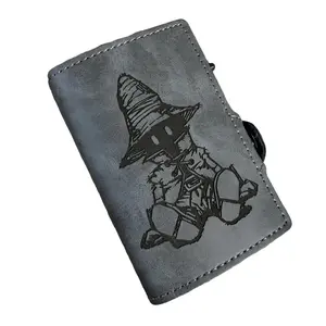 The Black Mage Video Game High Fantasy Inspired Popup Wallet RFID Blocking BiFold PU Leather Wallet Laser Engraved