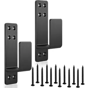 2x4 Door Barricade Brackets Heavy Duty 2 count Door Bar Holder Brackets for Home  Black