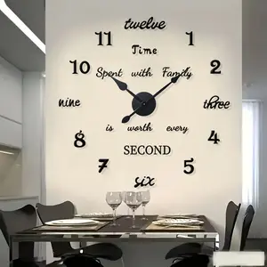 3D Acrylic Mirror Digital Wall Clock, Modern Minimalist Frameless Design, Silent Operation, Adjustable Size, Easy Assembly, Home Office Decor, Creative Decorative Clock