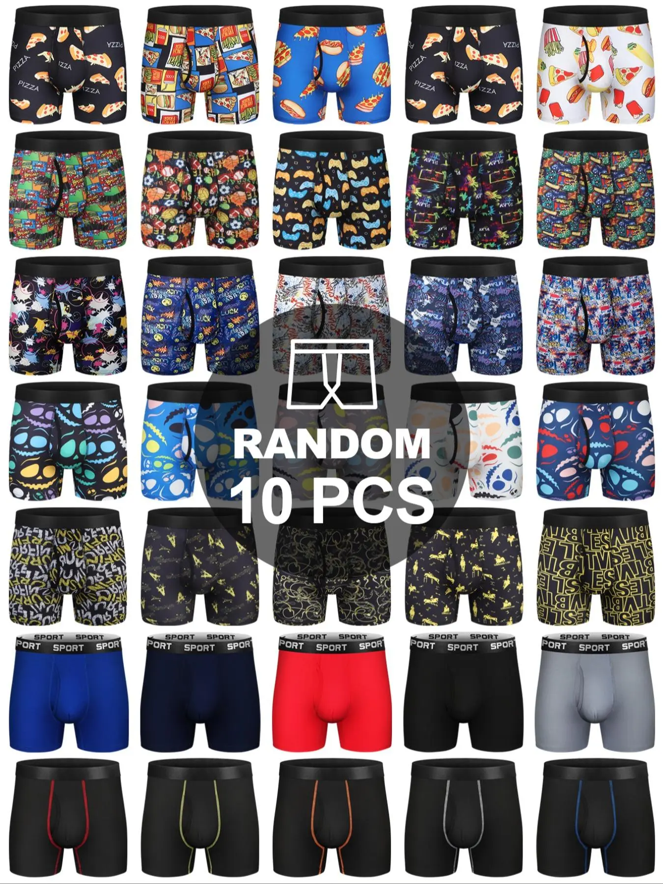 10 Pack Teenage Breathable Boxer Briefs, Tagless Open Design, Casual Style, All Seasons Wear, Moderate Fabric Thickness