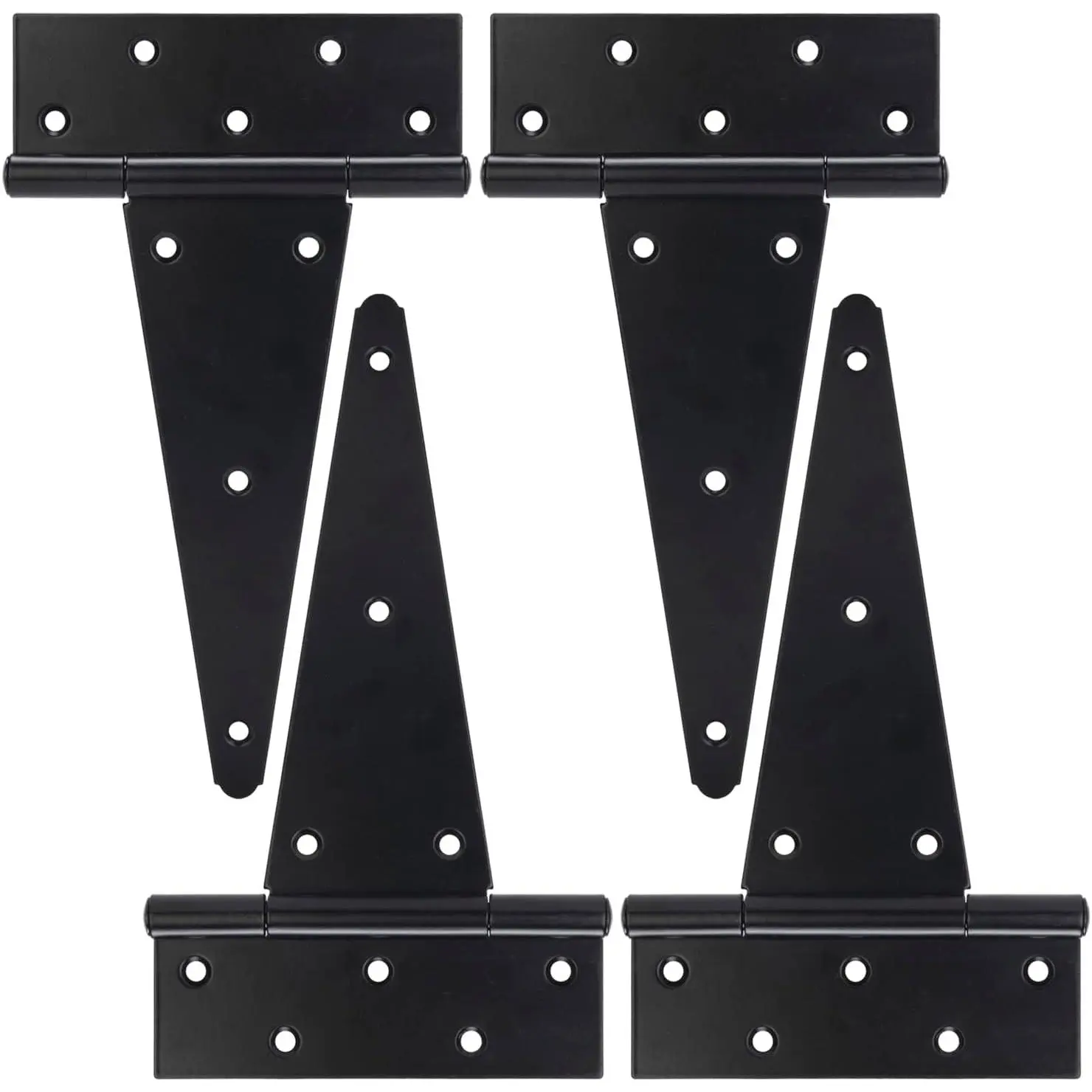 10 Inch T-Strap Gate Hinges, Shed Barn Door Hinges Heavy Duty, Black Tee Hinges for Wooden Fences, Yard Gate, Wrought Hardware Iron Rustproof (4Pack/Set)