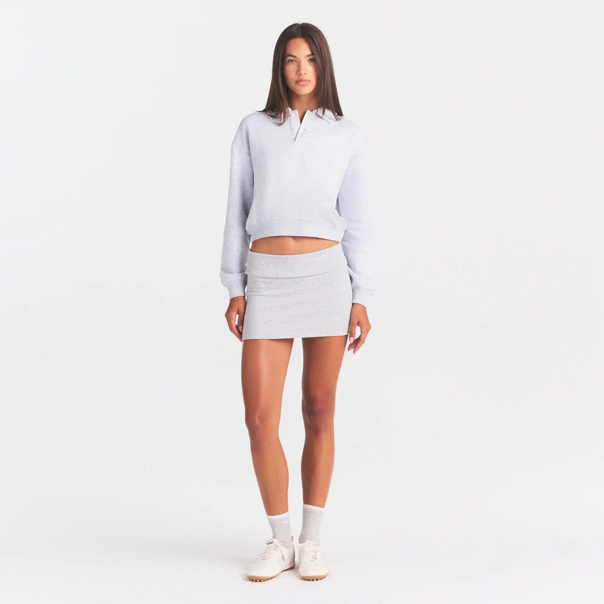 SKIMS COTTON FLEECE POLO SWEATSHIRT