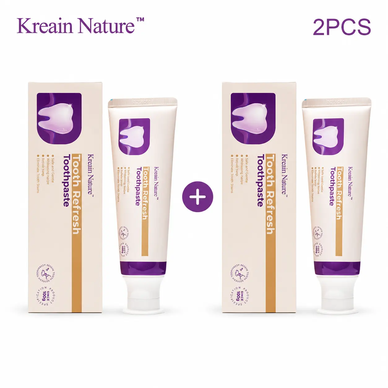 Kreain Nature [2PCS] Tooth Refresh Toothpaste for Fresh Breath Prevent Tooth Loss with Natural Ingredients Gentle Care  for Tooth Sensitivity Toothache Care for Dental Health