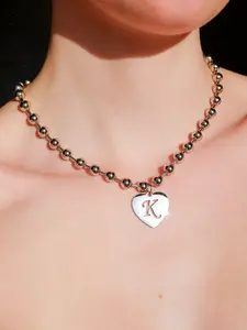 Super Chunky Initial Heart Necklace