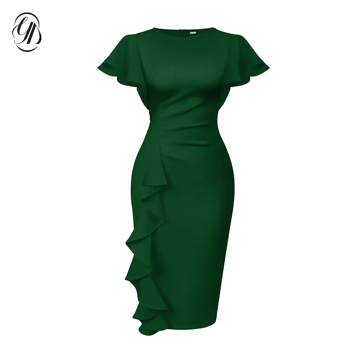 strapless open back dress Tailored Emerald Green RPET V-Neck Pencil Dress main image 0