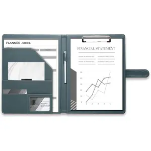 Clipboard Folder Padfolio A4,  Writing Portfolios Faux Leather Clipboards with Cover for Legal Pad Holder Letter Size 8.5 x 11 for Business Conference Notepad Clip Board (Gray Green)