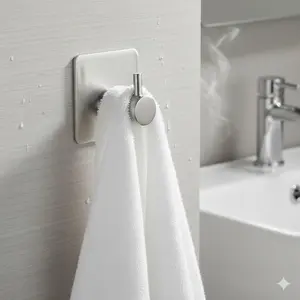 Stainless Steel No-Drill Strong Adhesive Hook, Waterproof Rustproof, Holds Up to 5kg, Wall Mounted Storage Rack for Bathroom Kitchen, Bathroom Accessory, Self Adhesive Hooks, Bathroom Organizing Accessories