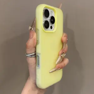 Matte Candy Color 2IN1 Soft Phone Case For iPhone 17 Air 16 15 14 13 12 11 Pro Max Plus 16E X XR XS Shockproof Protective Cover
