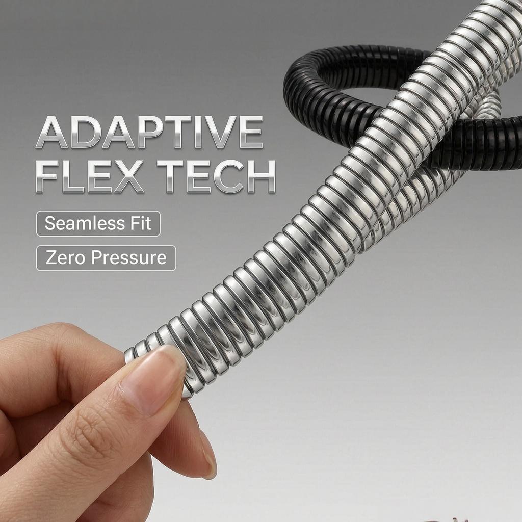 Elastic Snake-Bone Series Bracelet Twisted-Cable Design 8 Inches Stainless Steel for Women & Girls Clasp-Free Extreme Flexibility，Comes with a Gift Box