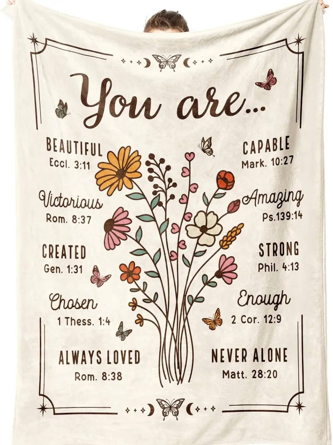 Christian women gifts, Christian floral blankets, religious gifts for women's birthdays for friendship, inspirational Bible faith gifts for friends, sisters, mothers, daughters