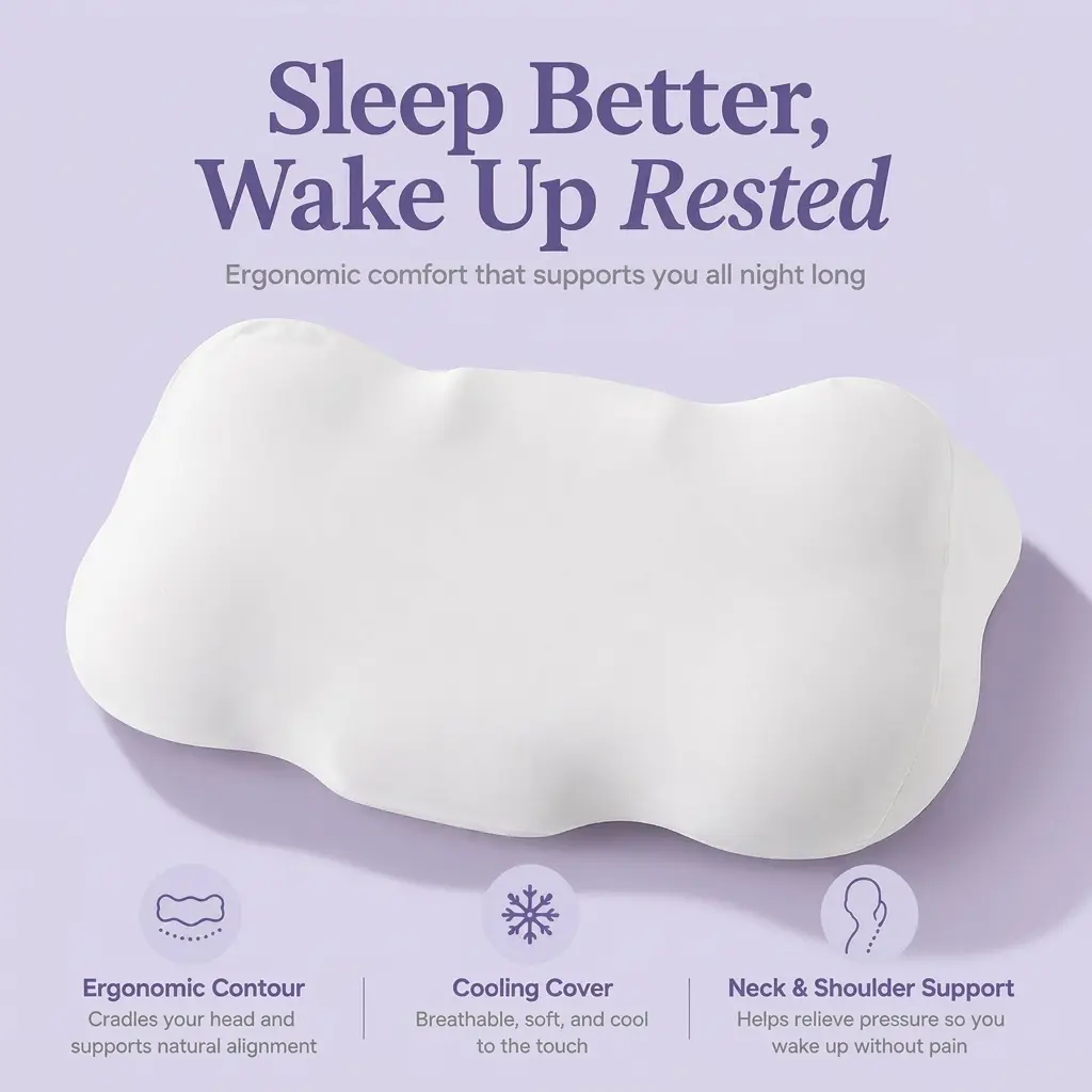 Satyreon Dual-Height Memory Foam Pillow with Cooling Cover for Side and Back Sleepers