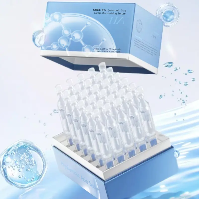 KOECC 5% Hyaluronic Acid Deep Moisture Serum - Ultra Hydrating Formula for Smooth Youthful Skin - 30 Vials - Korean Pore Refining & Anti Aging - Ideal for Dry & Sensitive Skin,Summervibes