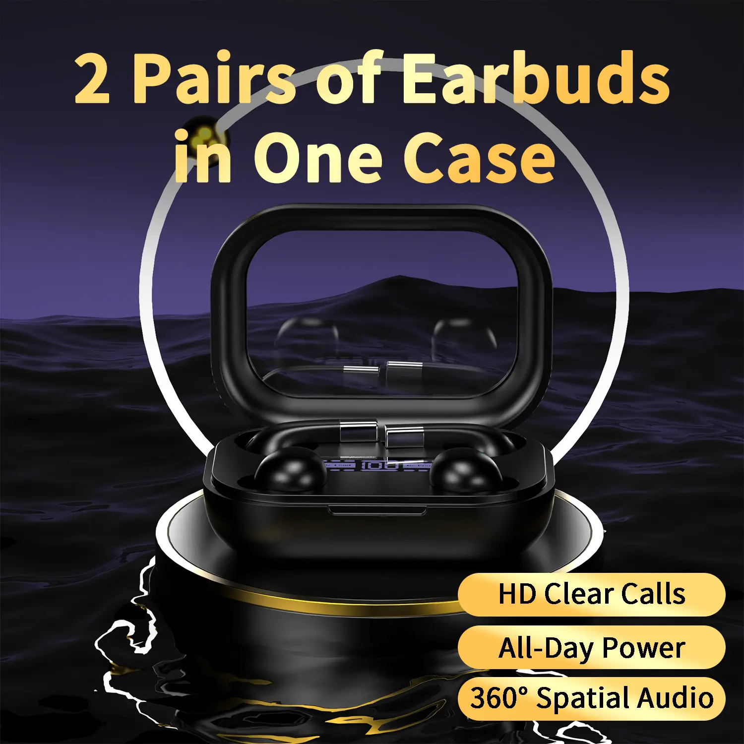 2-In-1 Wireless In-Ear Bluetooth Headset - Ultra Mini Invisible Electronic Audio Earbuds, Sweatproof Sports Active Noise Cancellation Portable Easy-to-Use for Side Sleeping, Calls