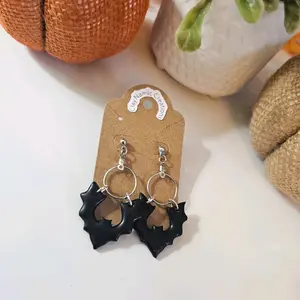 Batboy Hops Earring - Hypoallergenic Silver Fish Hook - Lightweight Polymer Clay - Handcrafted Design