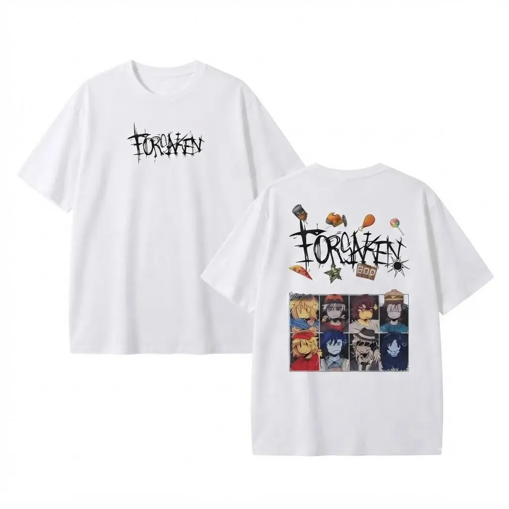 Forsaken Graphic Tee - Artistic Character Collage T-Shirt - Unisex Oversized Streetwear