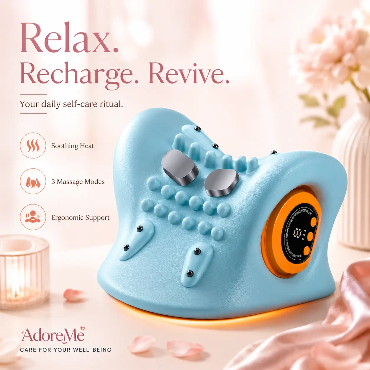 2-Pack Neck Shoulder Relaxer Massagers with Warm Heat, 3 Modes, 26° Ergonomic Cervical Traction Portable Chiropractic Pillow - 1.43 lbs, 8.94 x 8.35 x 4.61 in Removable Stretching Tool, Auto-Shutoff for Home/Office Neck and Back Pain Relief
