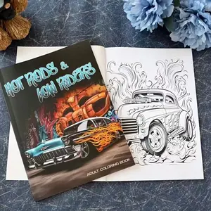 Hot Rods & Low Riders Coloring Book, Coloring Pages, American Vintage Custom Car Theme, Street Style Graffiti Feel, Perfect for Adults and Kids