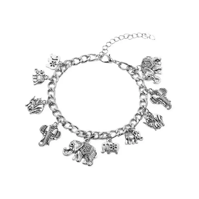 Elephant foot chain silver D00011