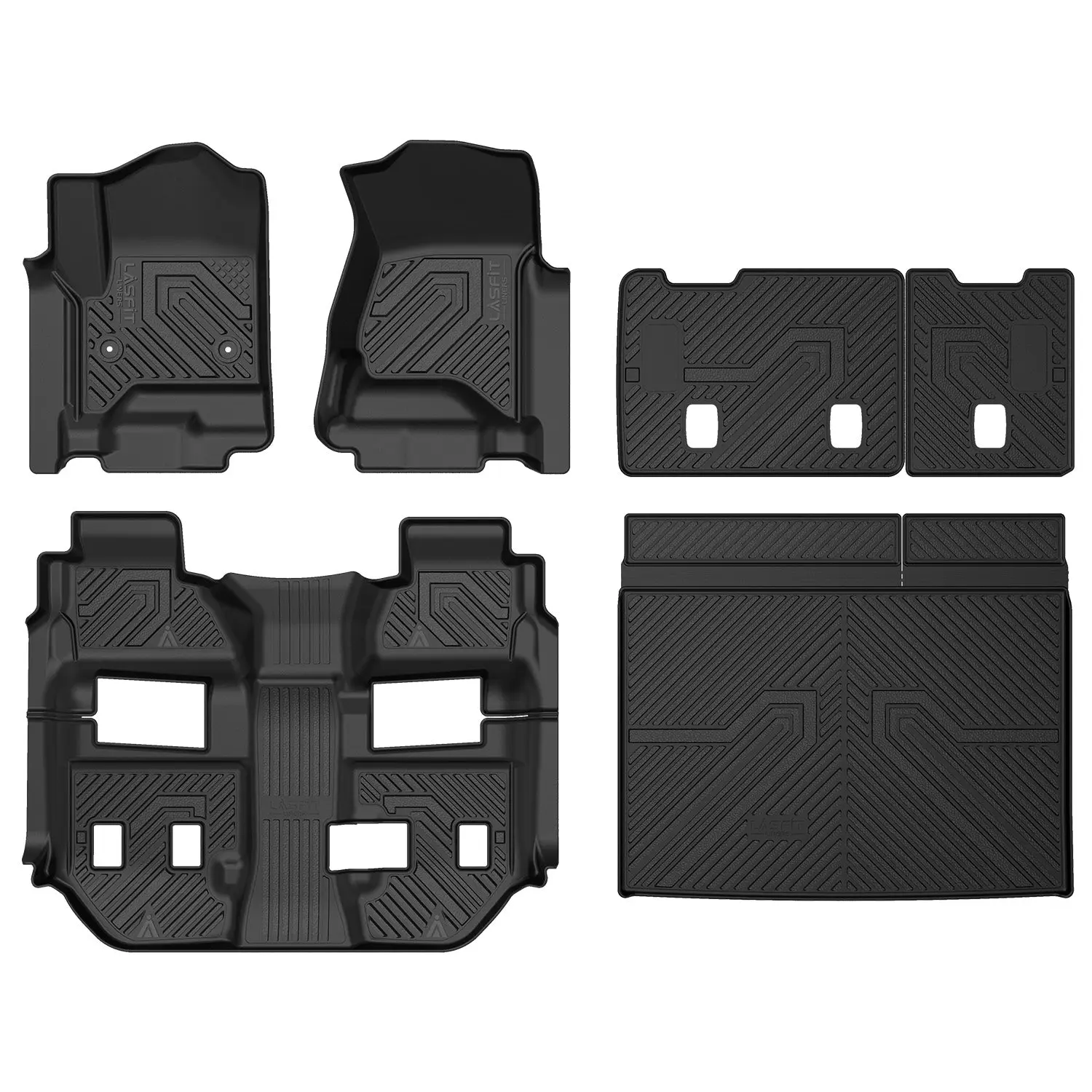 Lasfit Custom Fit Automotive Accessories Kit - All-Weather Synthetic Full Coverage Car Floor Mats Set, Seatback Solutions, Cargo Solutions, Compatible with 2015-2020 GMC Yukon XL