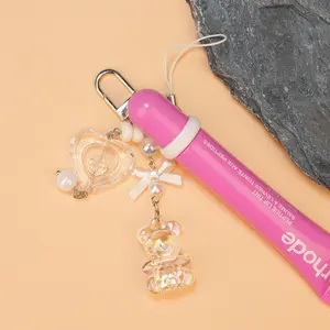 Cute Portable Lip Gloss Keychain, Adjustable Rubber Ring 0.55-0.78 Inches Universal Lip Gloss Holder(Lip Balm Not Included)