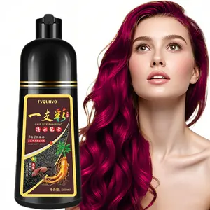 New Upgrade Hair Dye Shampoo for Women Men, Herbal Ingredients Natural 3 In 1 Hair Color Shampoo, Multiple Colors Available, 100% Gray Coverage, 500ML, Instant Dye (WINE RED)  Haircare Ginseng Hypoallergenic