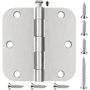 18 Pack Nickel Door Hinges Brushed Nickel 3 1/2 Interior Door Hinges Satin Nickel 3.5 Inch with 5/8" Radius Corners 3  1/2 "x 3  1/2 "  Hardware Controls