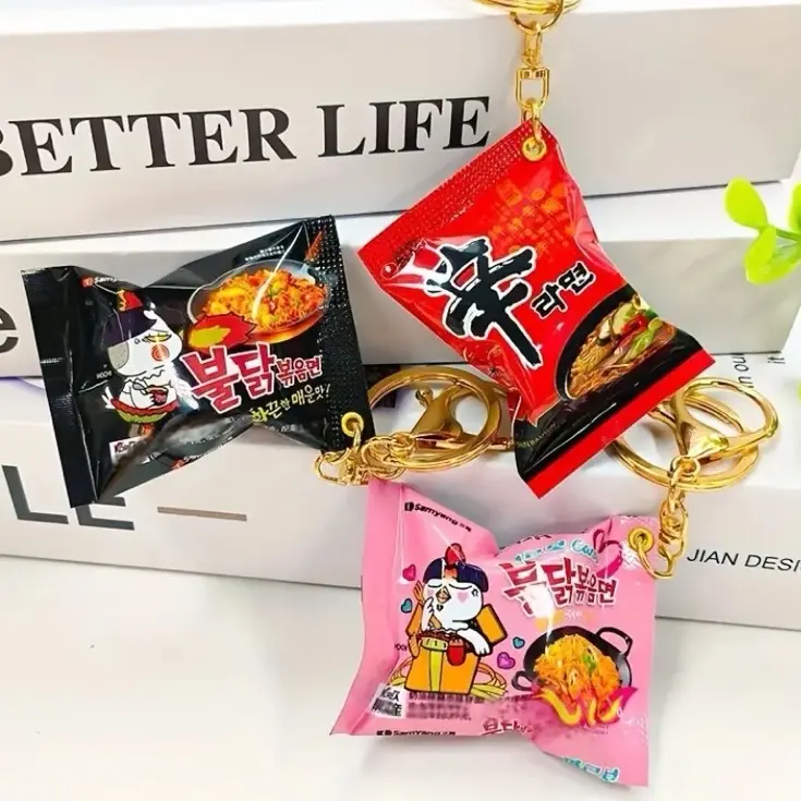Playful Keychain Charm 1pc Cute Korean Snack Bag Keychain Mini Zinc Alloy Charm with Vibrant Abstract Design Perfect for Parties & Holiday Gifts Party Accessory Playful Design Durable Keychain