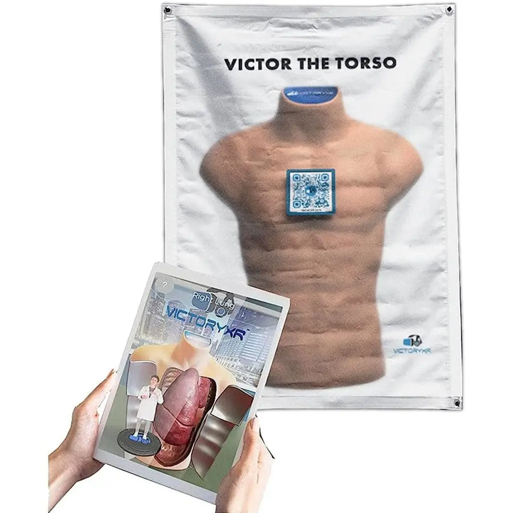 Victor The Torso Human Anatomy Augmented Reality Learning Package for Students - App-Controlled, Android-Compatible, Free Mobile App Included, 2D Banner, Classroom Slides Available, Nationally Recognized for Self-Exploration