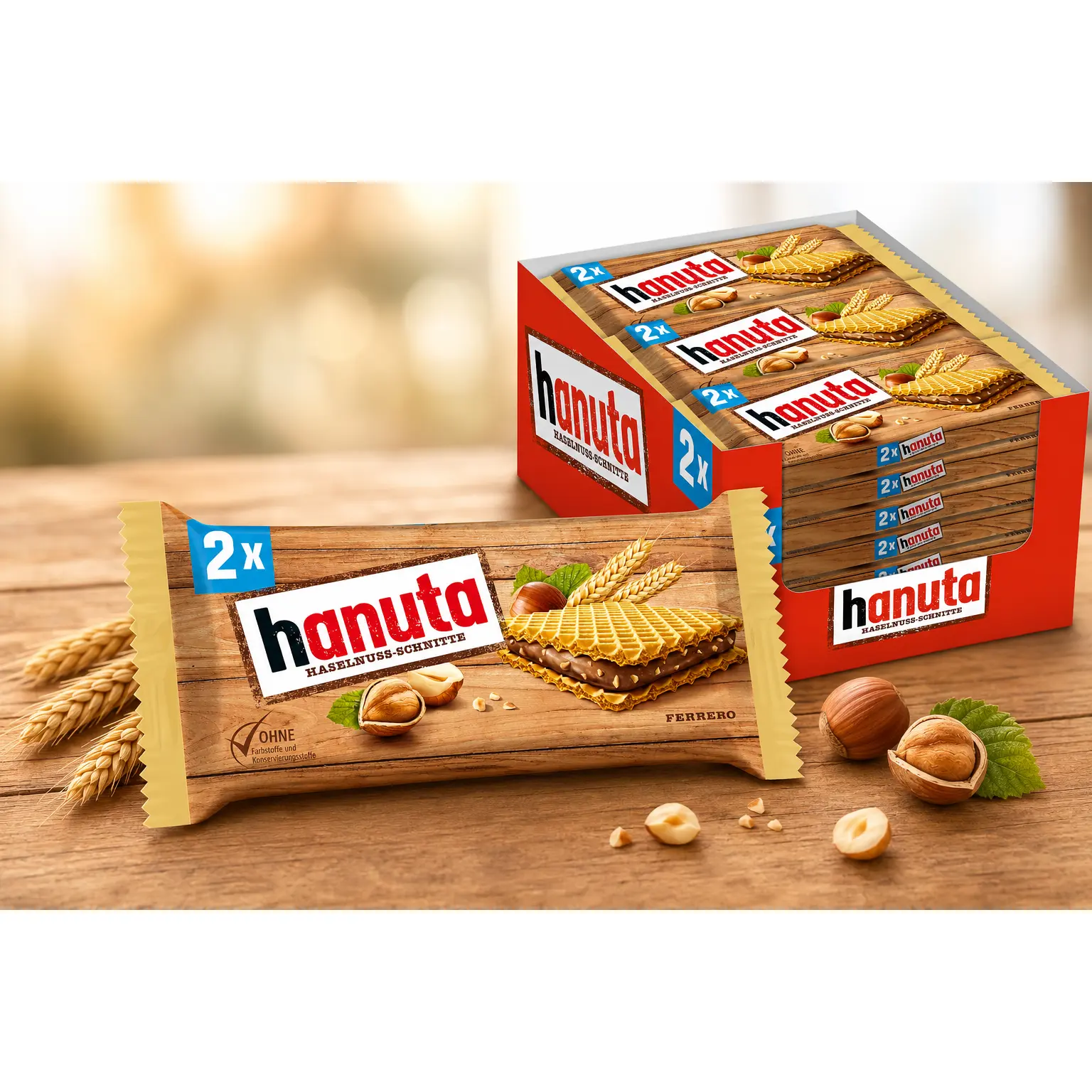 Hanuta Germany Import Wafers Filled Hazelnut Creme 44g 18ct