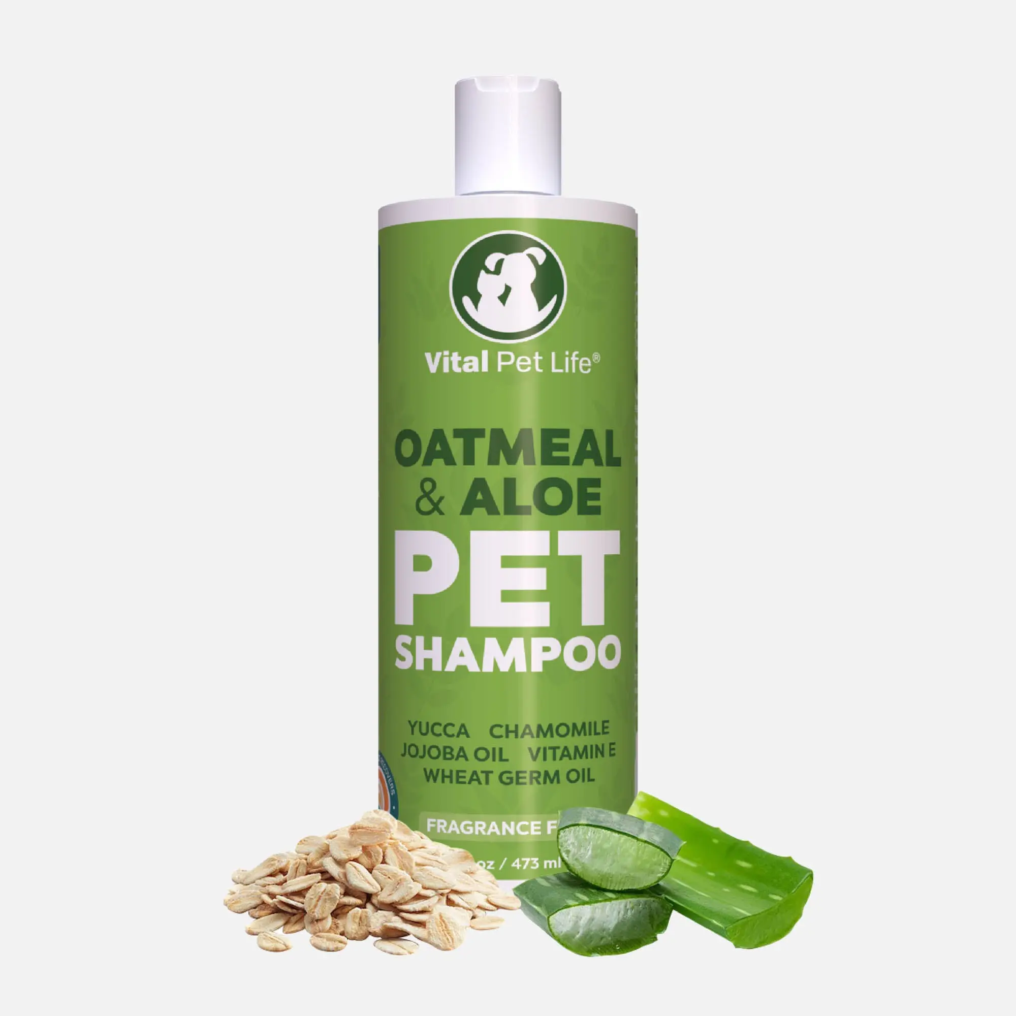 Dog Shampoo with Oatmeal, Aloe Vera, Chamomile, Jojoba Oil, Vitamin E - Natural Ingredients, Helps Allergies Dry Coats & Itchy Sensitive Skin, No Parabens or Artificial Dyes, 16 oz