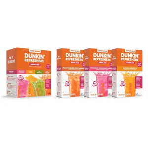 Dunkin' Refreshers Sugar Free Singles To Go | Variety Pack 40ct | Peach Passion Fruit 10ct | Strawberry Dragonfruit Lemonade 10ct | Mango Pineapple 10ct