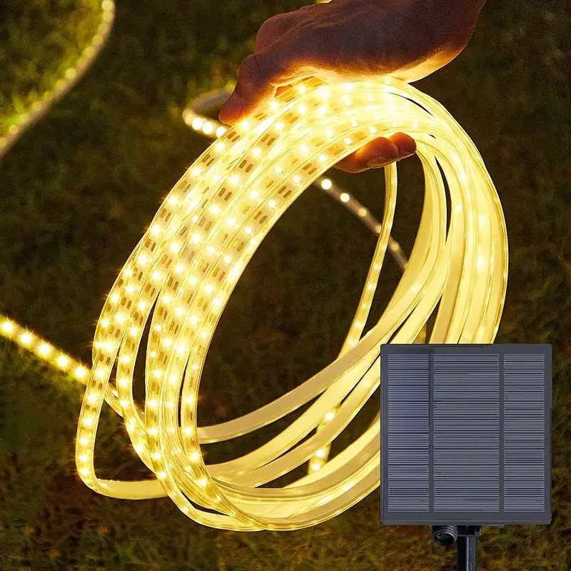 Solar String Lights with Remote Control, Outdoor LED Waterproof Flexible Light Strip, Automatic Switch Mode Path Light for Garden Decor, Led Ambient Light, Atmosphere Lighting, Led Lighted