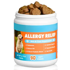 Allergy Relief Chews for Dogs, Paw, Ears, Eyes, Itchy Skin & Coat Chewable, Dog Itching Relief & Immune with Probiotics & Colostrum, Salmon Oil