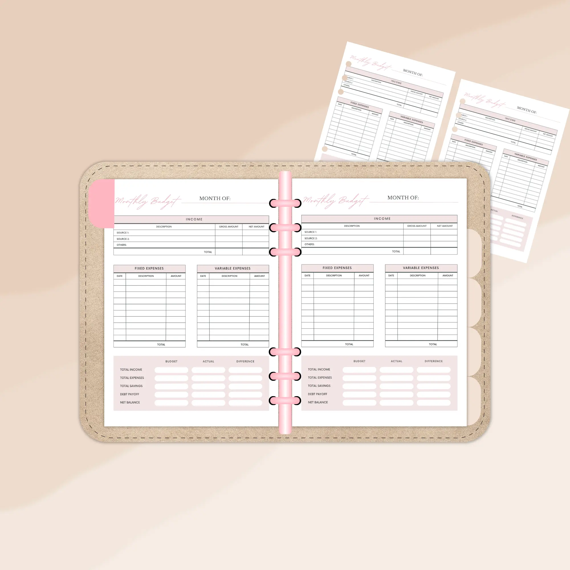 Monthly Budget Tracker Insert