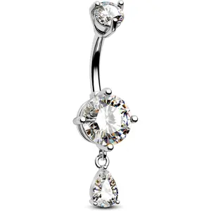 Belly Button Ring Dangle Belly Rings 316L Surgical Steel Belly Button Piercing Jewelry Teardrop Navel Ring for Women