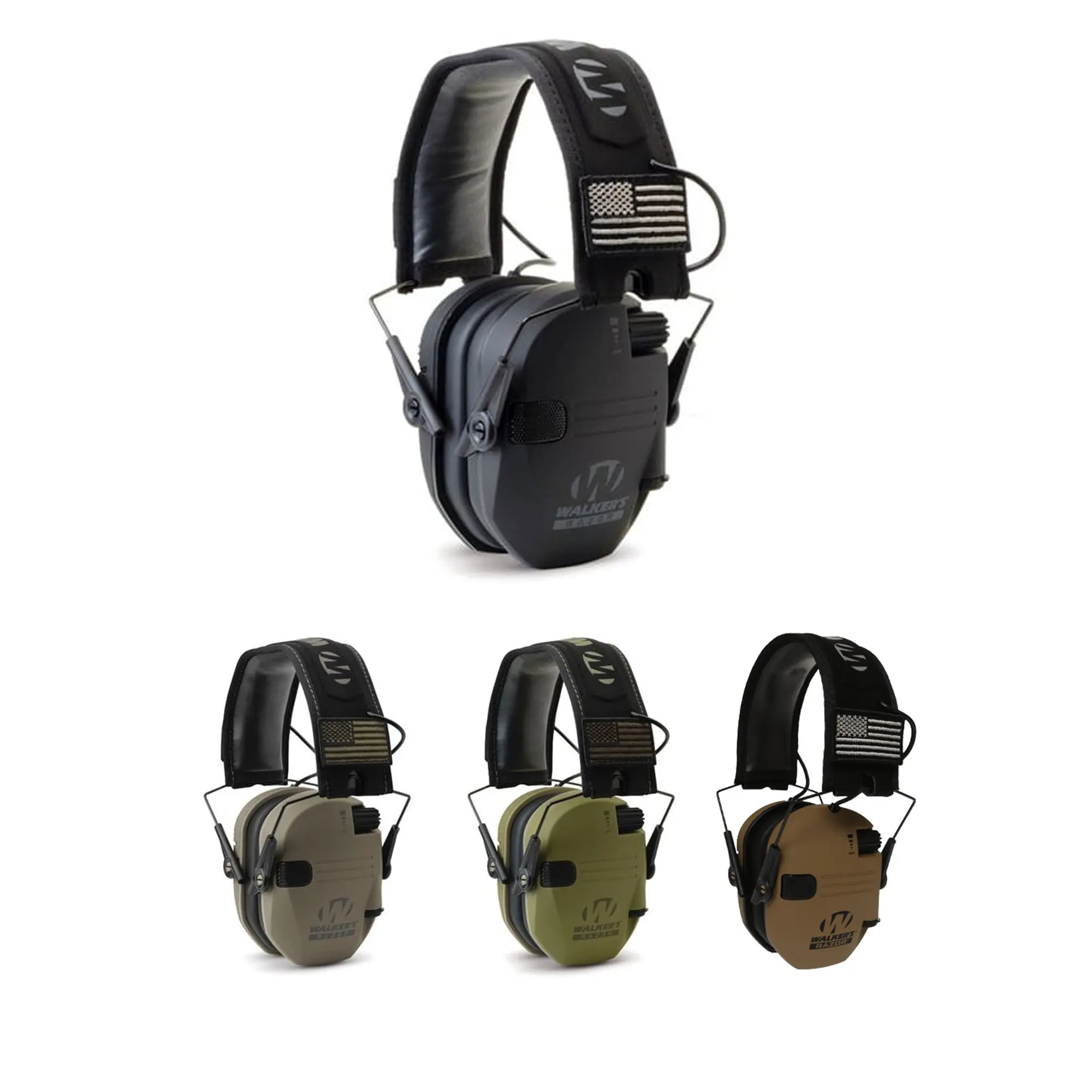 Walker's Razor Slim Over-Ear Electronic Eardefenders, Patriot Series Work Safety Hearing Protection with High-Definition Speakers, Advanced Sound-Activated Compression, NRR 23 dB