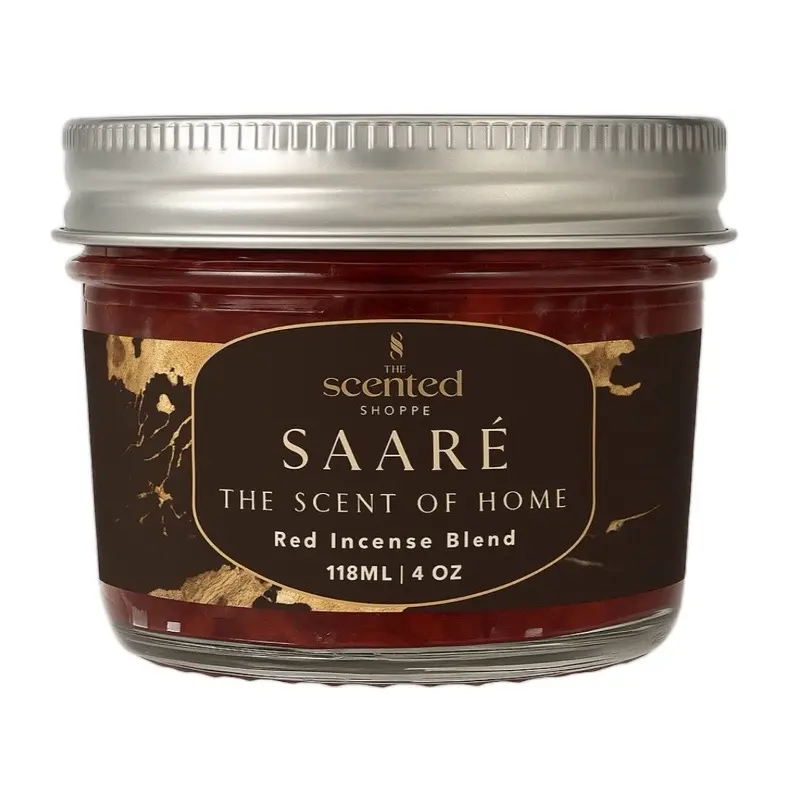 Saaré Home Aroma Incense - Luxurious Red West African Woody Amber Scent, Spicy & Seductive Woody Aromatic Scent, 4 oz/8 oz Home Fragrance