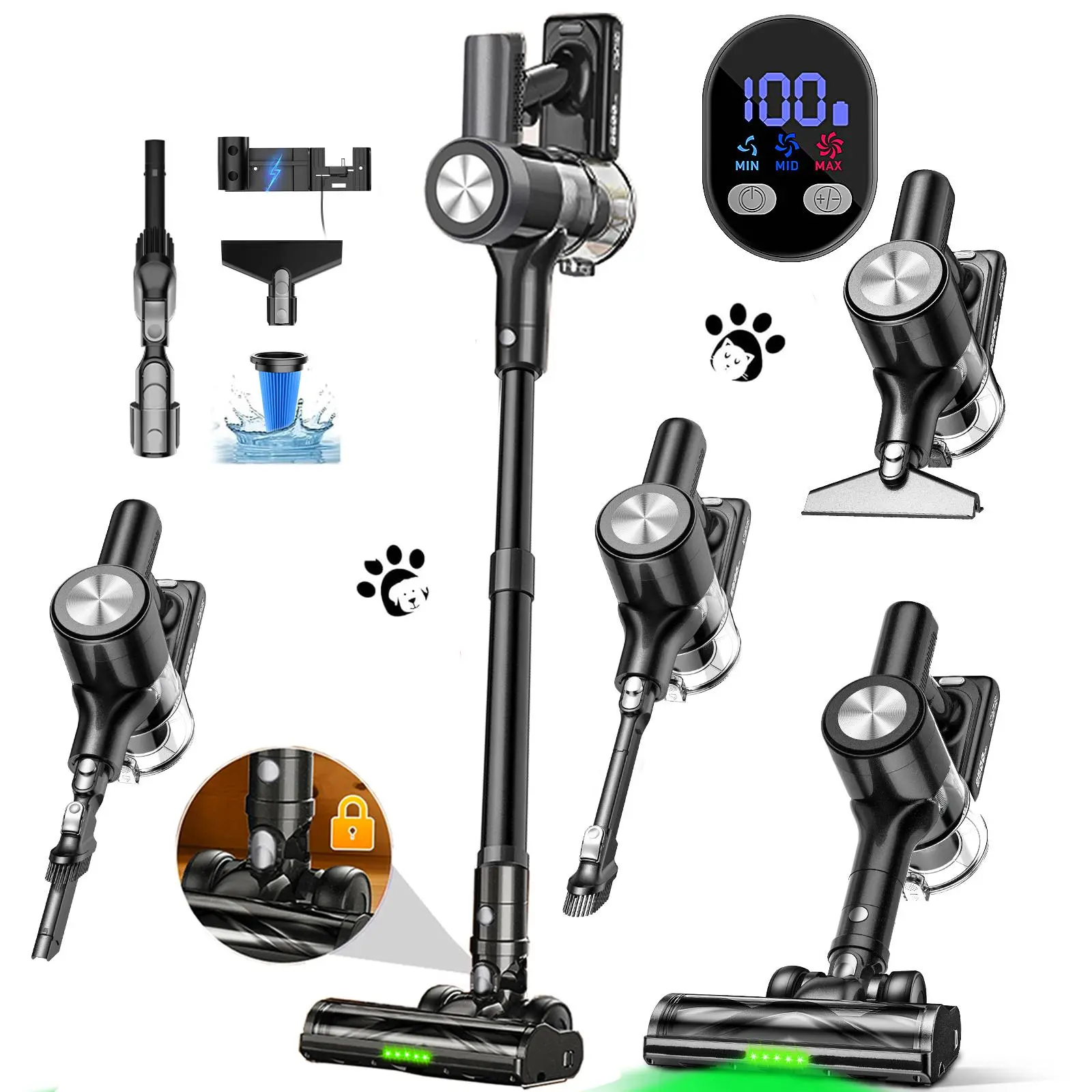 VICEASE Vacuum Cleaner, 500W, 55mins Runtime, Self-Standing, Wall Mount Charging, Stick Vacuum Cleaner for Hard Floor/Carpet/Pet Hair/Car summerwins,summerwins,dorm essentials,home essentials