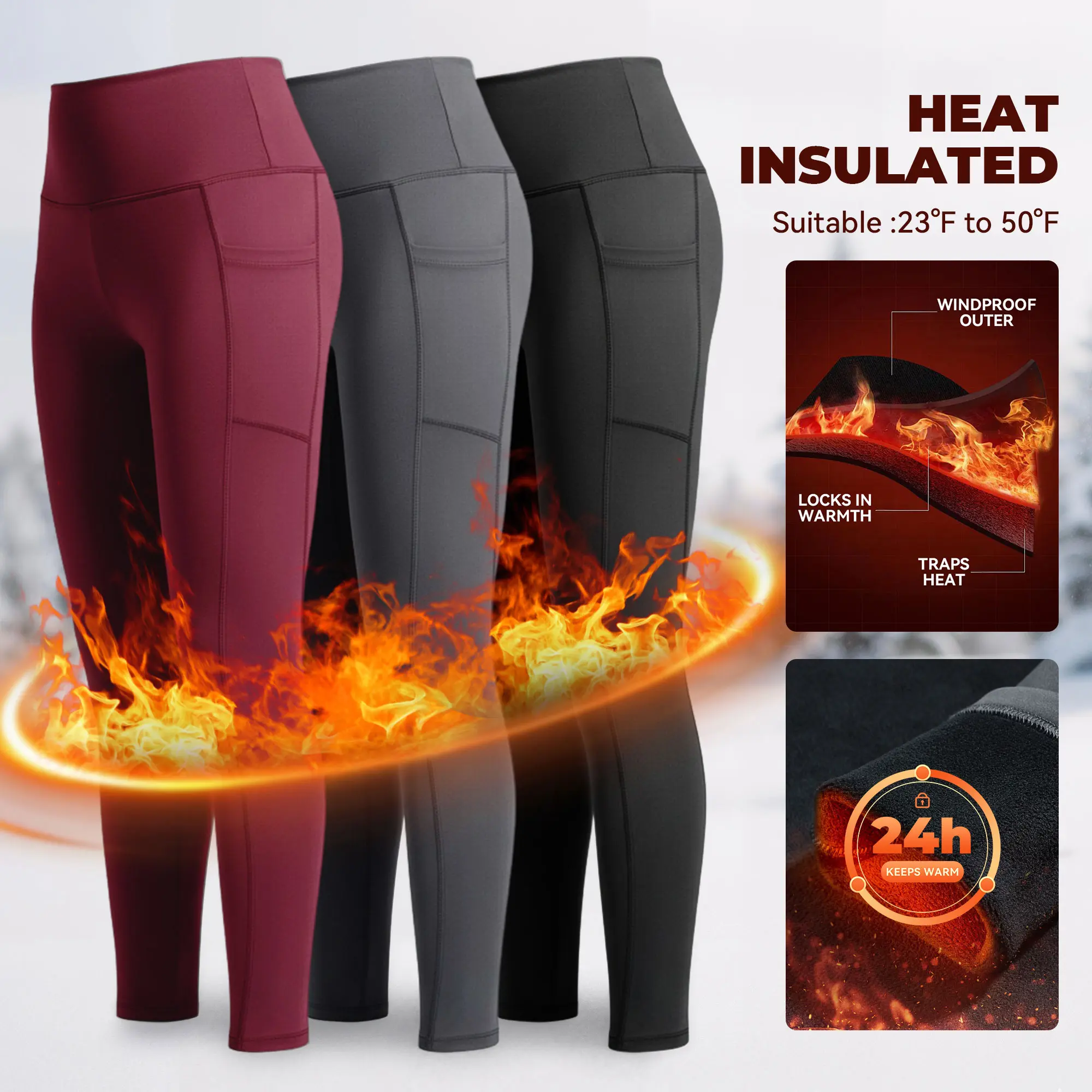 Showitty Fleece Lined Leggings Women - High Waisted Winter Yoga Pants Workout Tummy Control Soft Thermal Warm