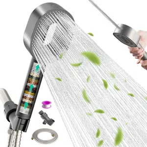 Hibbent Upgraded Filtered Shower Head Combo, High-Pressure 3-Spray Handheld Shower Equipment with 20-Stage Chlorine Remover Filter, 59'' Hose, Holder, Easy Setup, Filtered Shower Heads