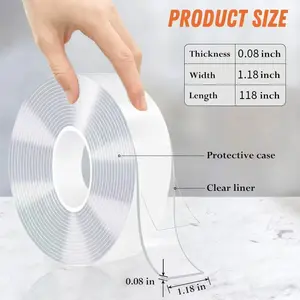 Nano Double-Sided Tape - 3 metres long Strong Adhesive Washable Removable No Residue