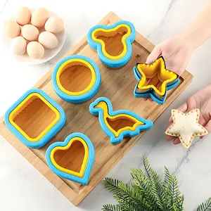 6-Piece Stainless Steel Sandwich Cutter Set & Sealer Machine, Heart-Shaped Cutter for Sandwiches, Cakes, Perfect for Holidays & Daily Use