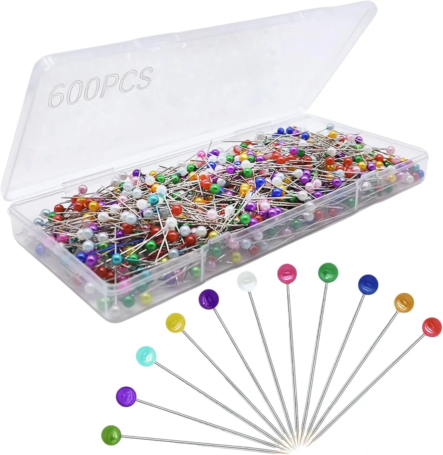600PCS Sewing Pins, Straight Pin for Fabric, Pearlized Ball Head Quilting Pins Long 1.5inch, Corsage Stick Pin for Jewelry DIY, Craft, Sewing Supplies, Accessories By Sunenlyst