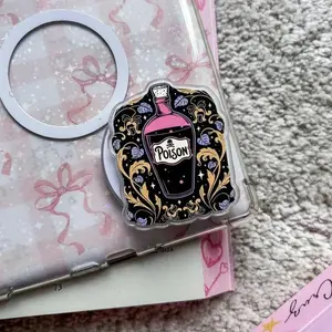 Gothic Potion Bottle Phone Holder, Dark Academia Poison Griptok, Aesthetic Witchy Floral Phone Grip, Spooky Accessory for Kindle E-reader, Victorian Mystery Gift for Bookworms