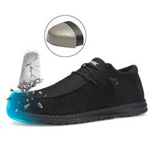 Men's steel toe work shoes, safety composite toe sports shoes, lightweight and comfortable, black wide, practical and indestructible, industrial building cushioning padRAIMENTRY